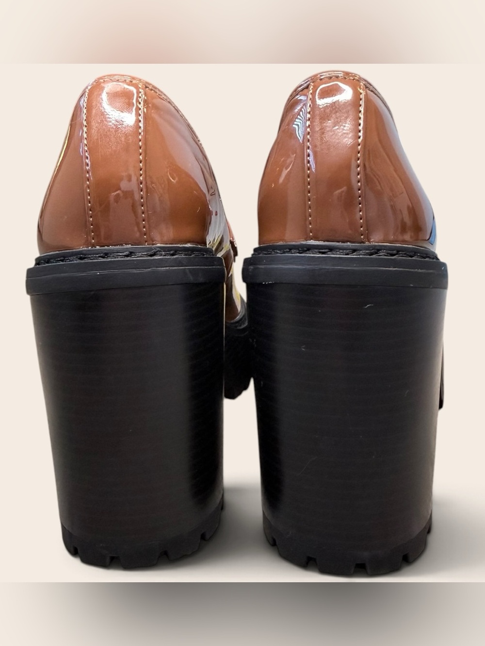 Madden Girl Kierra Brown Loafer Heels 6.5 Platform Preppy 90s Academia - Picture 3 of 6